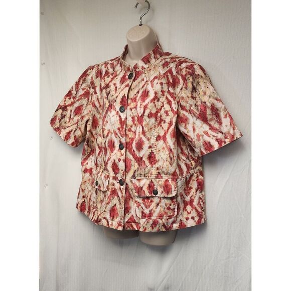 Chico's Popping Pink Penelope Lolla Rossa Short Sleeve Top Jacket 3 XL 16 - Picture 3 of 7